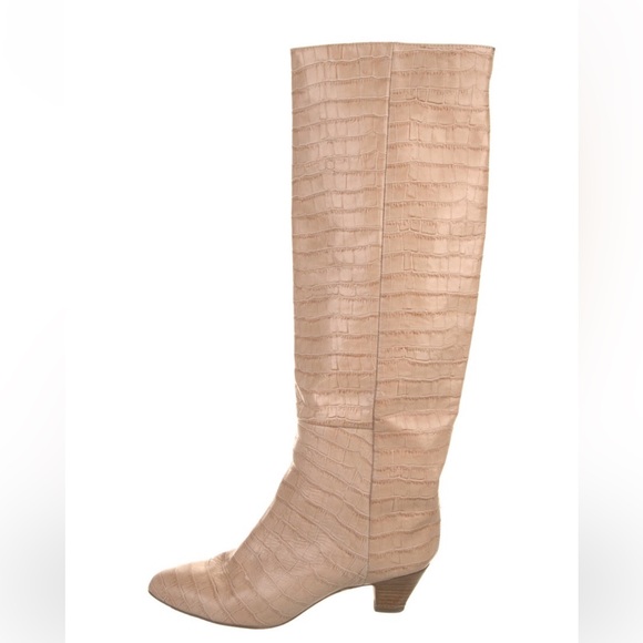 MIISTA Croc Knee High Katerina Sz 11 Leather Boots Croc  Beige Tan - Picture 2 of 6